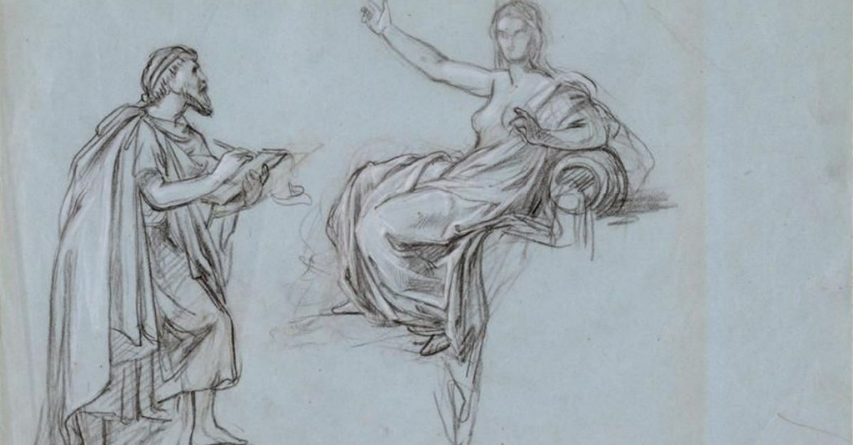 Egeria e Numa Pompilio nei disegni di Cesare Fracassini